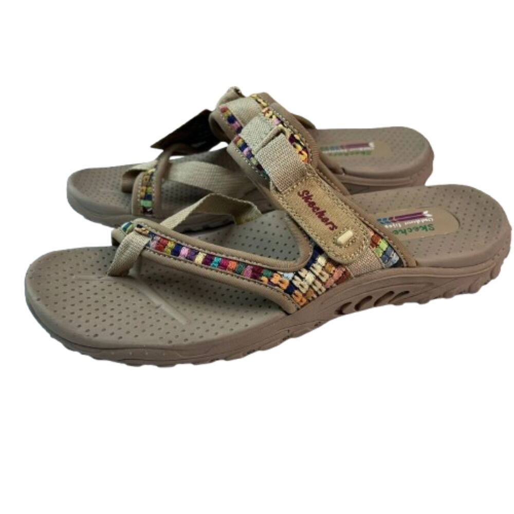 NWOB Skechers Reggae Mad Swag Slip Resistant Women's Brown Sandals Size 9.5